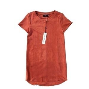 Minkpink fauxfaux suede terracotta orange tunic dress XS NWT